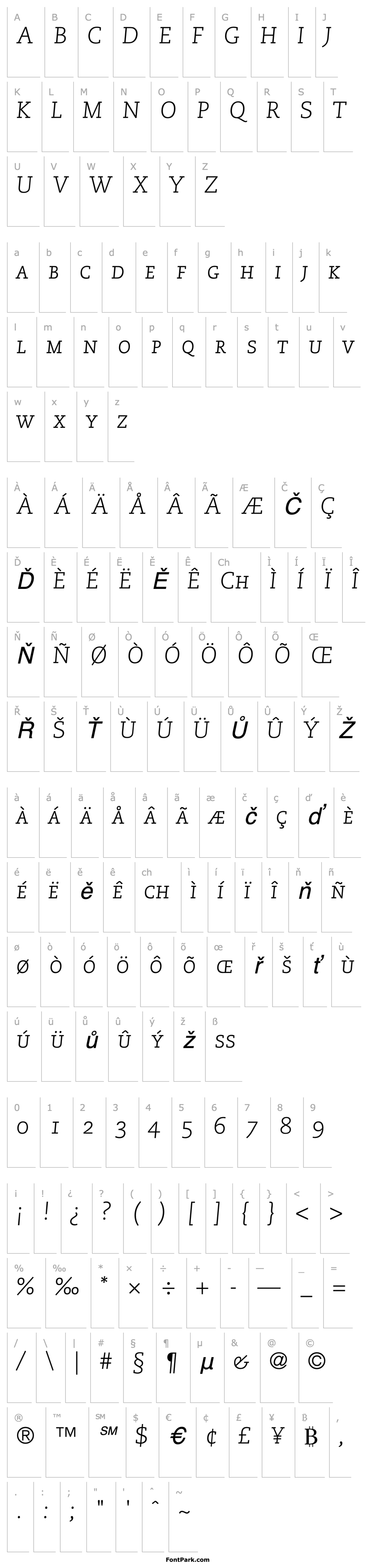 Overview PMN Caecilia 46 Light Italic Small Caps & Oldstyle Figures