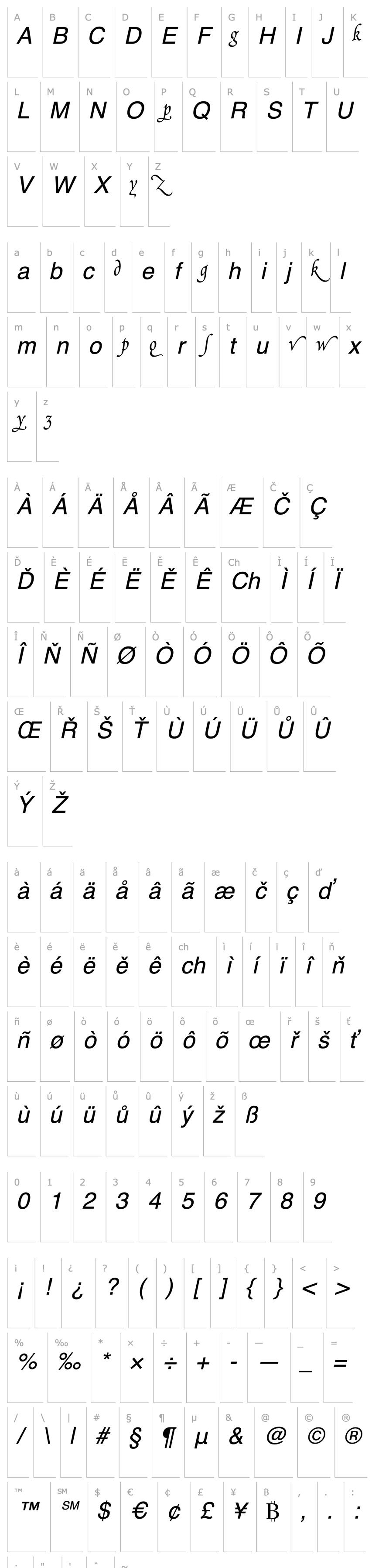 Overview Poetica Supp Lowercase Alternates II