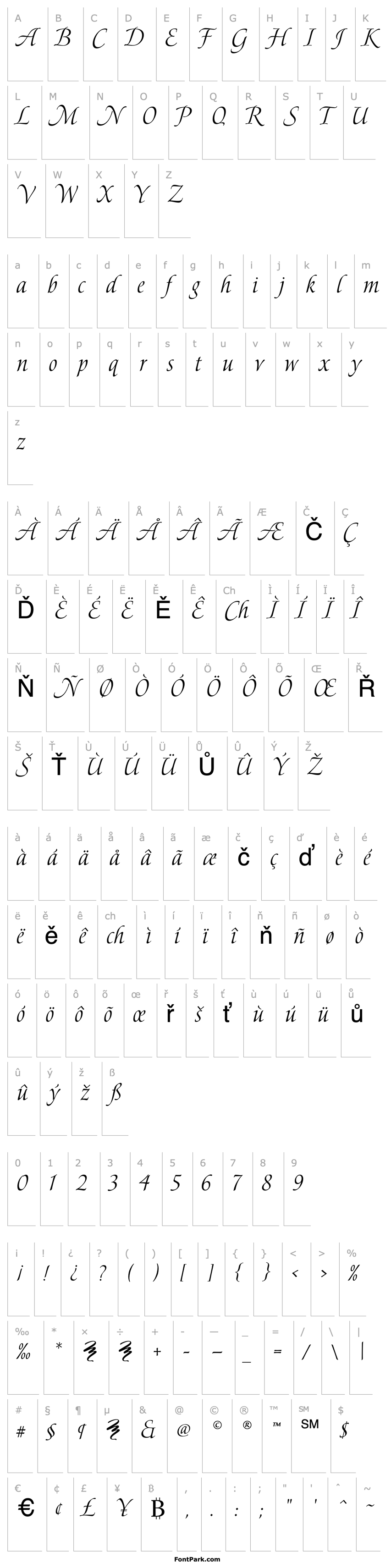 Přehled Pouty Script