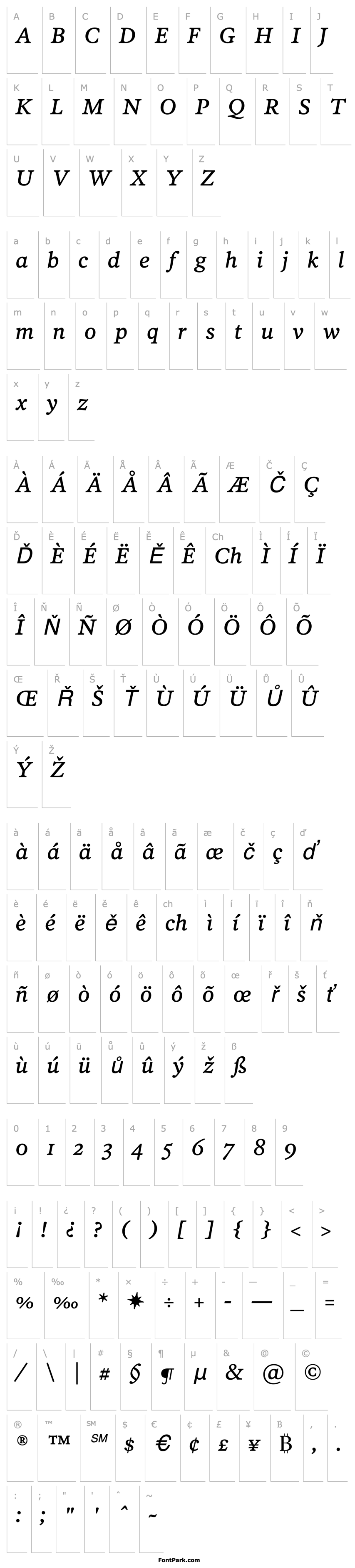 Přehled PoynterOSTextThree-Italic