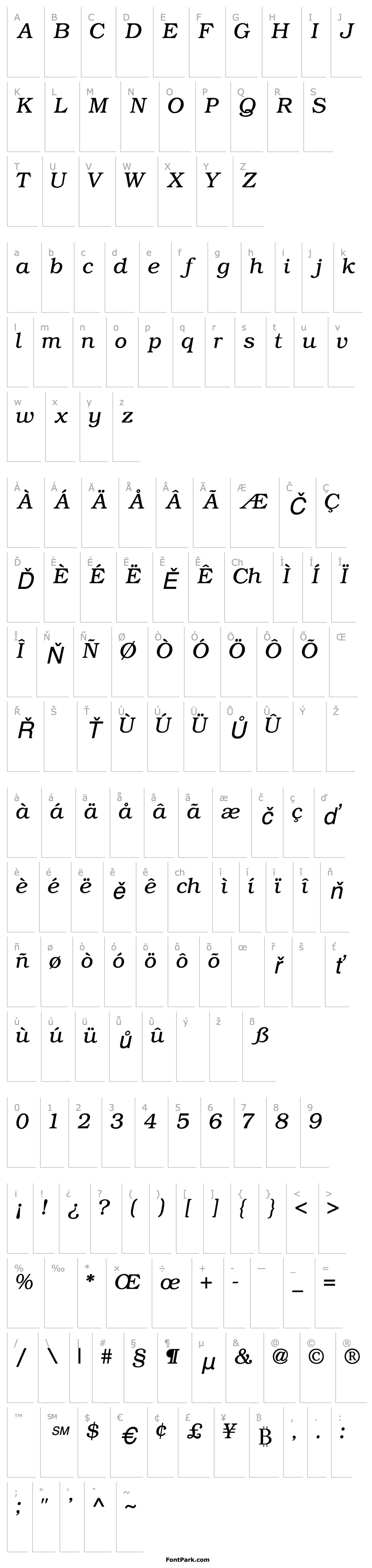 Overview PP Bookman Normal-Italic