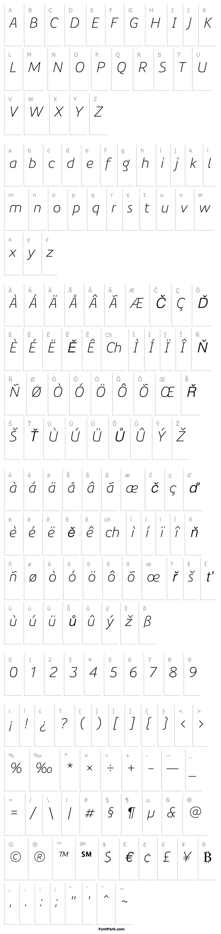 Přehled PreciousSans-LightItalic