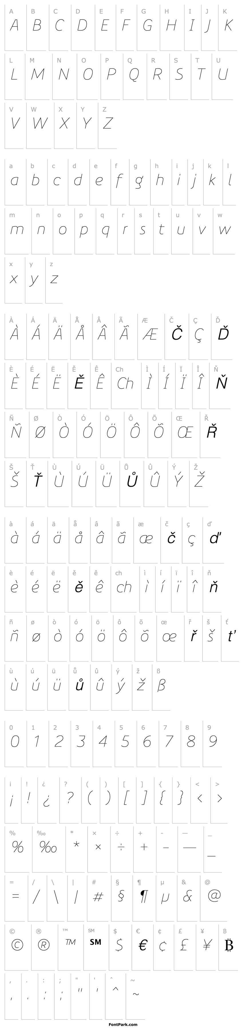 Overview PreciousSans-ThinItalic