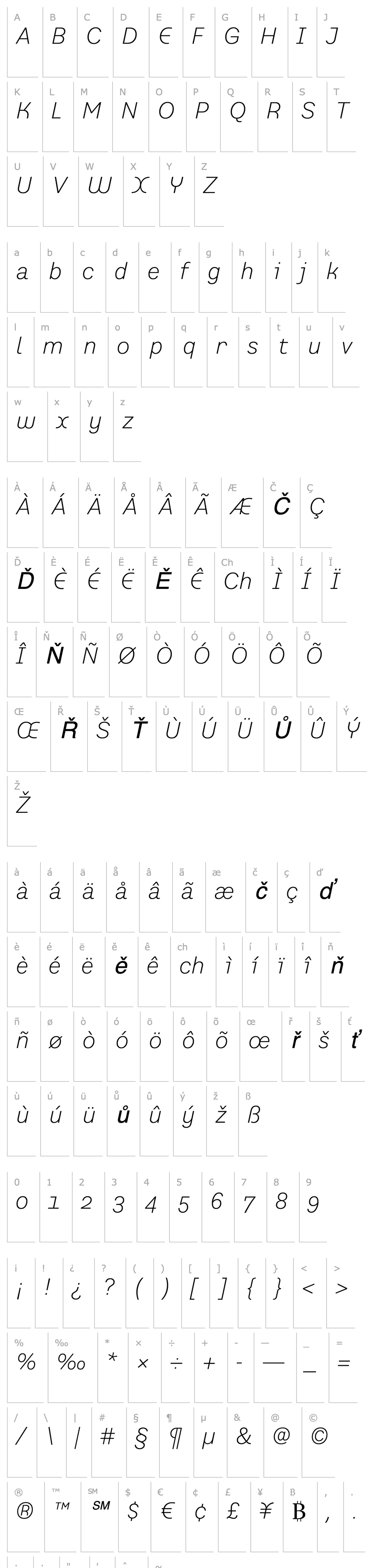 Přehled PrefaceLight Italic