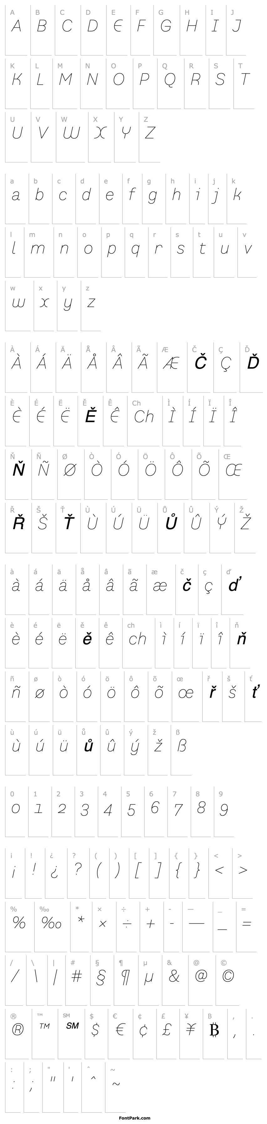 Přehled PrefaceThin Italic