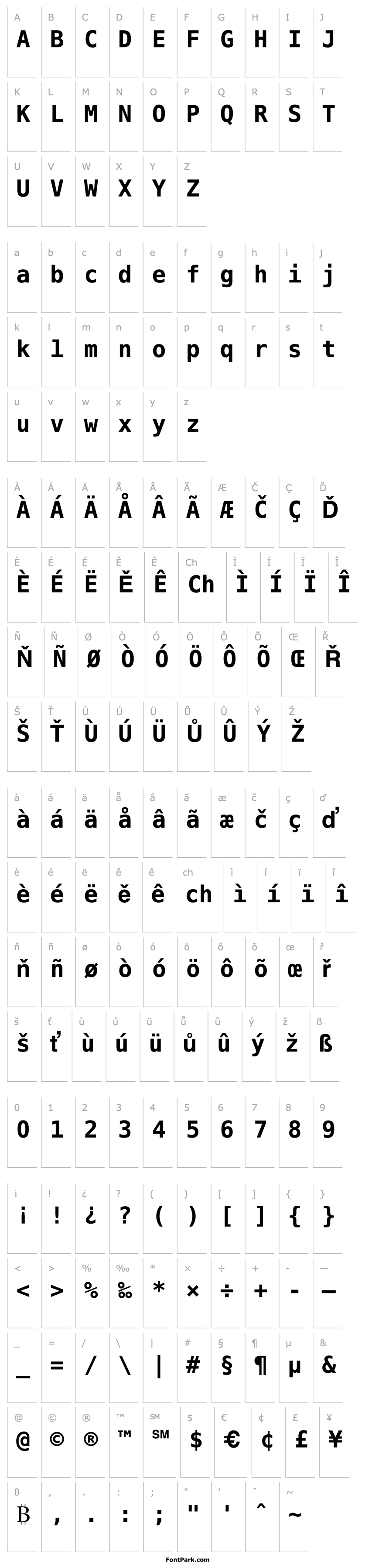 Přehled Prima Sans Mono Bold BT