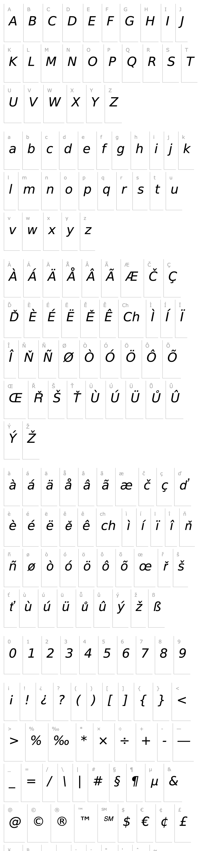 Overview PrimaSans BT Oblique