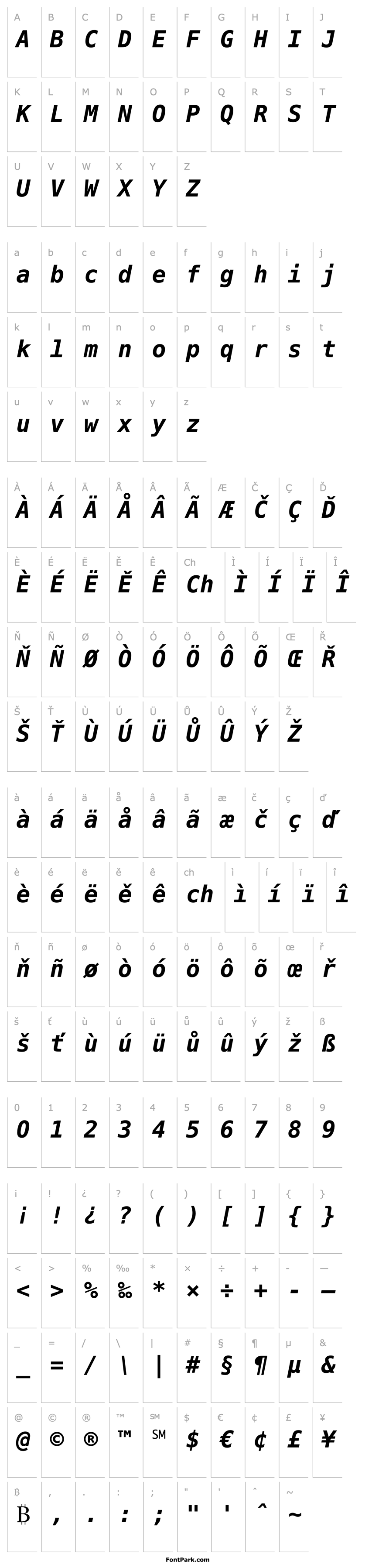 Overview PrimaSansMono BT Bold Oblique