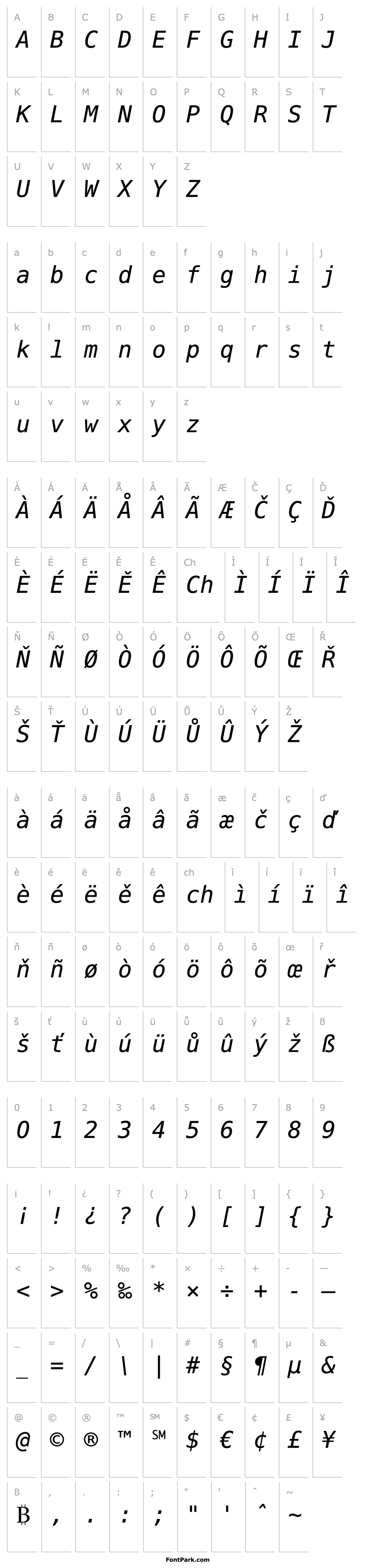 Overview PrimaSansMono BT Oblique