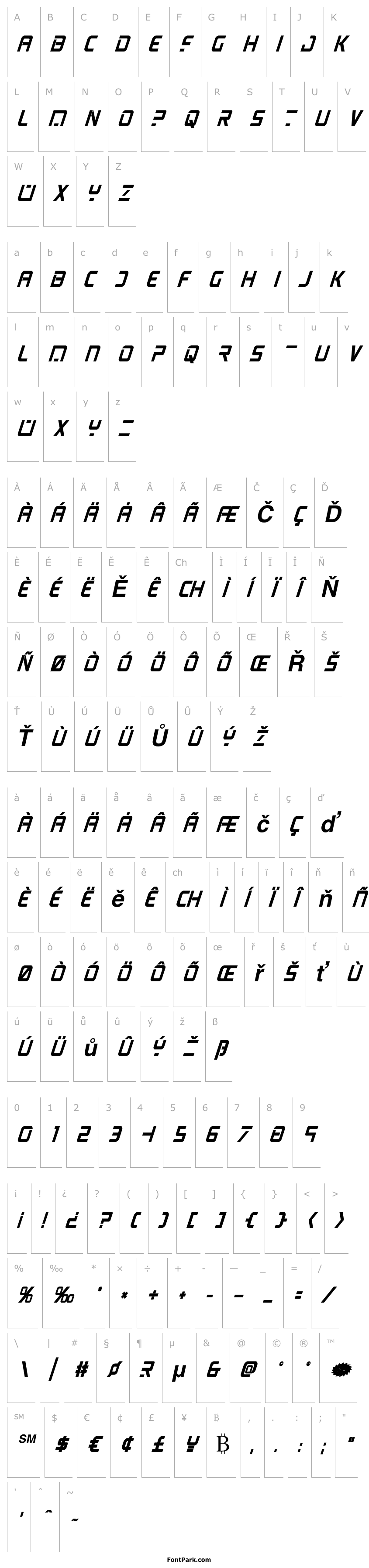 Přehled PsYonic VII Bold Condensed Italic