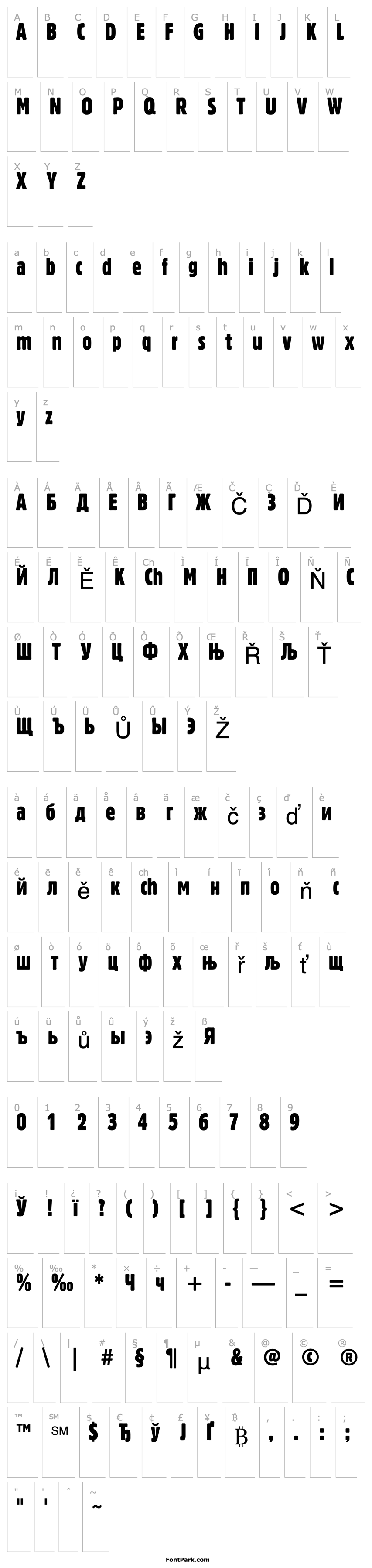 Přehled PT Bloc Extra Condensed Cyrillic