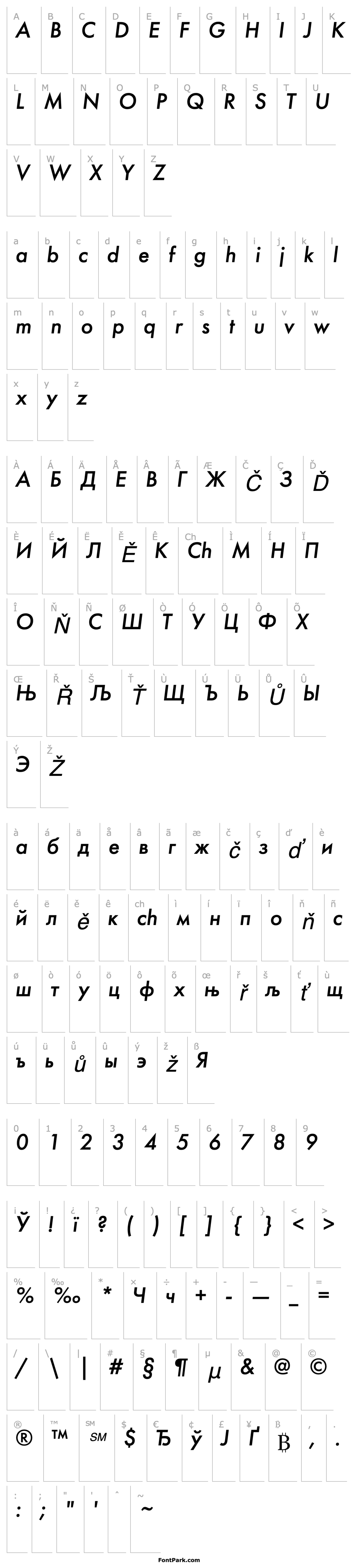 Přehled PT FuturaFuturis Medium Italic Cyrillic