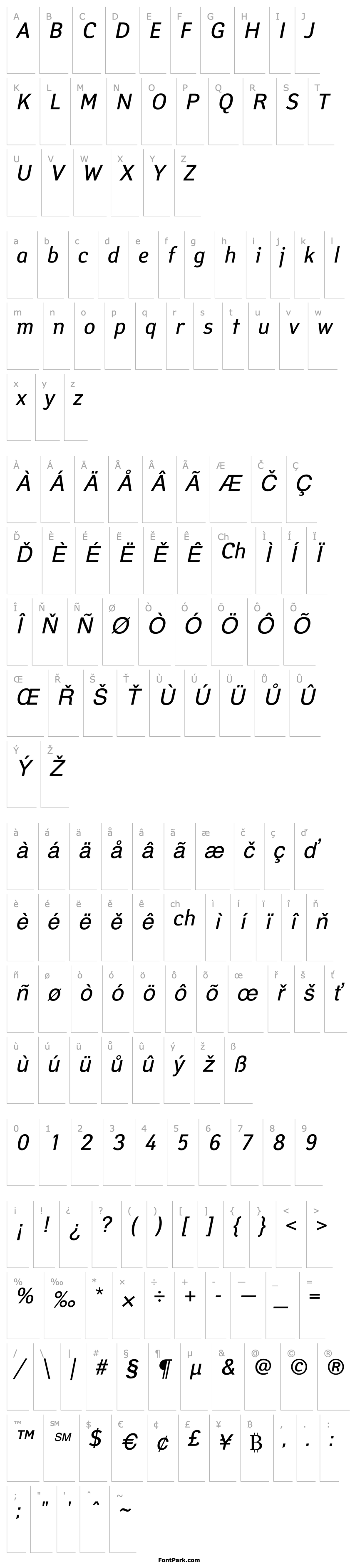 Přehled PT Yanus Italic Cyrillic