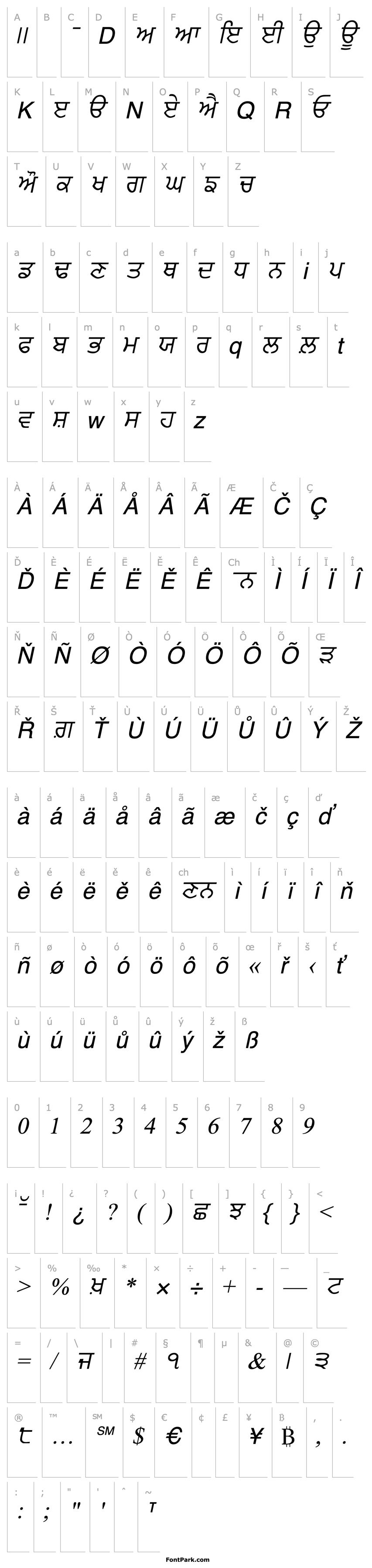 Přehled PunjabiAmritsarSSK Italic