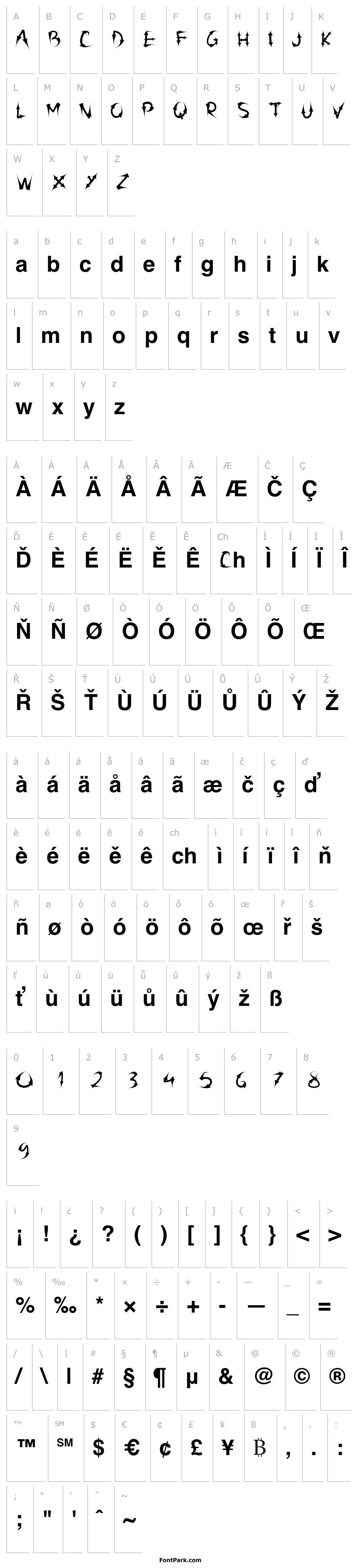 Overview PW Arrow font