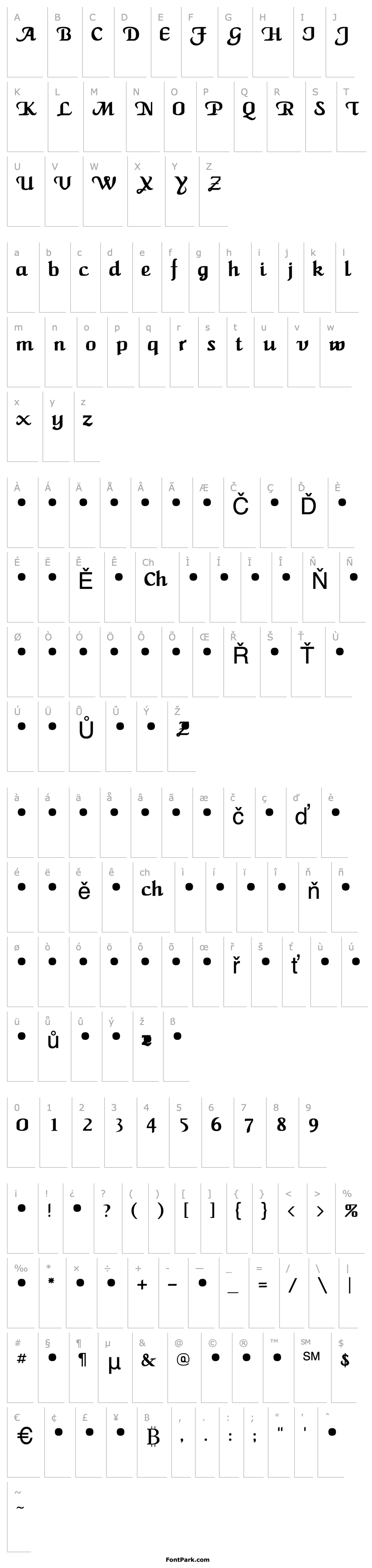 Overview QTCaligulatype Regular