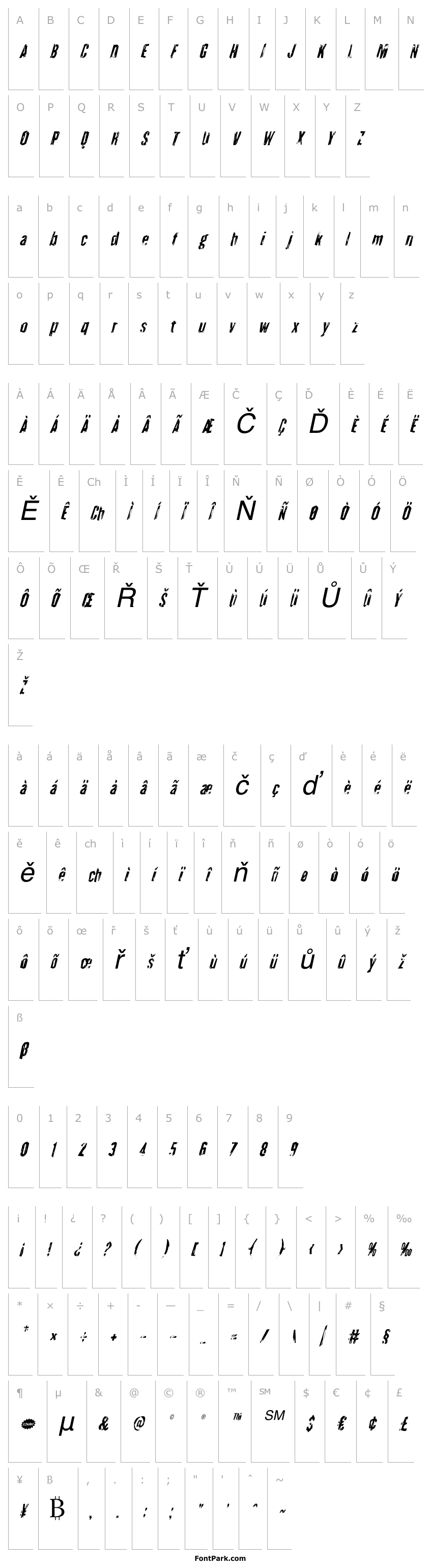 Přehled Quarrystone Condensed Italic