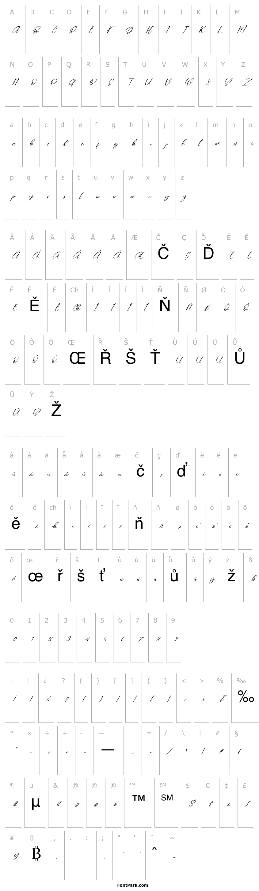 Přehled Quenitha Italic
