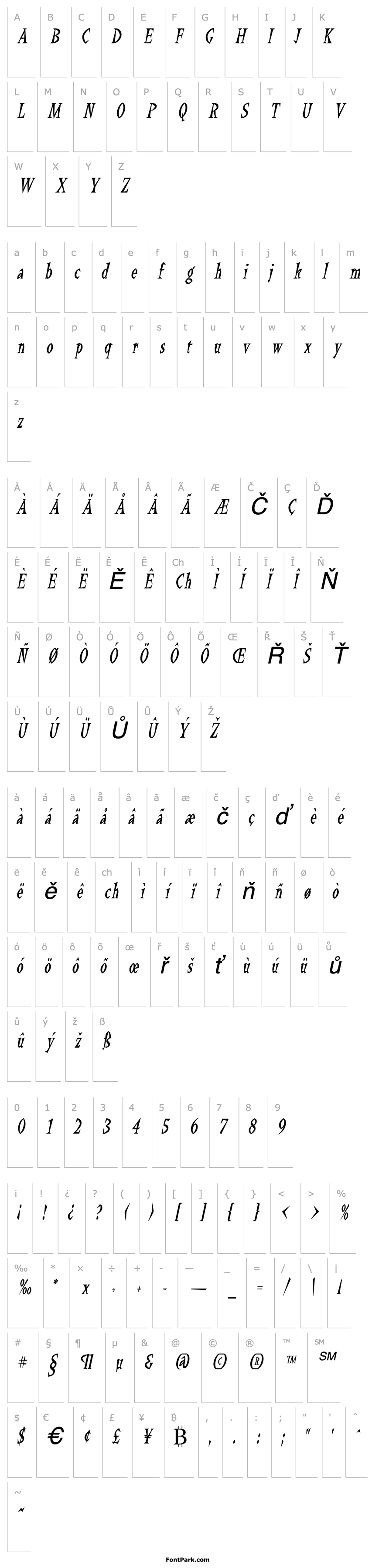 Přehled QuetzalcoatlCondensed Italic