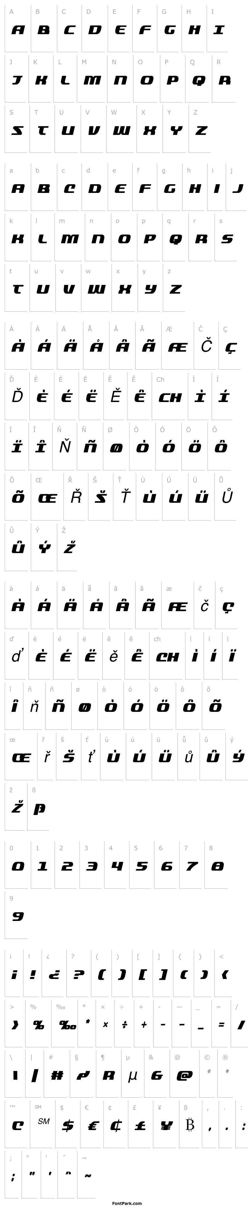 Přehled Quickening Condensed Italic