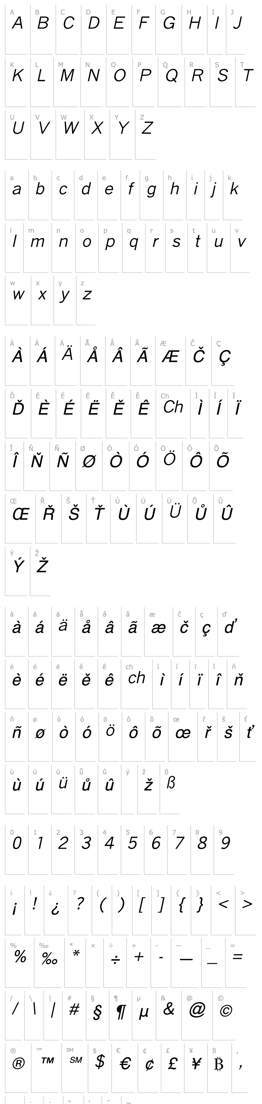 Přehled QuickType II Italic