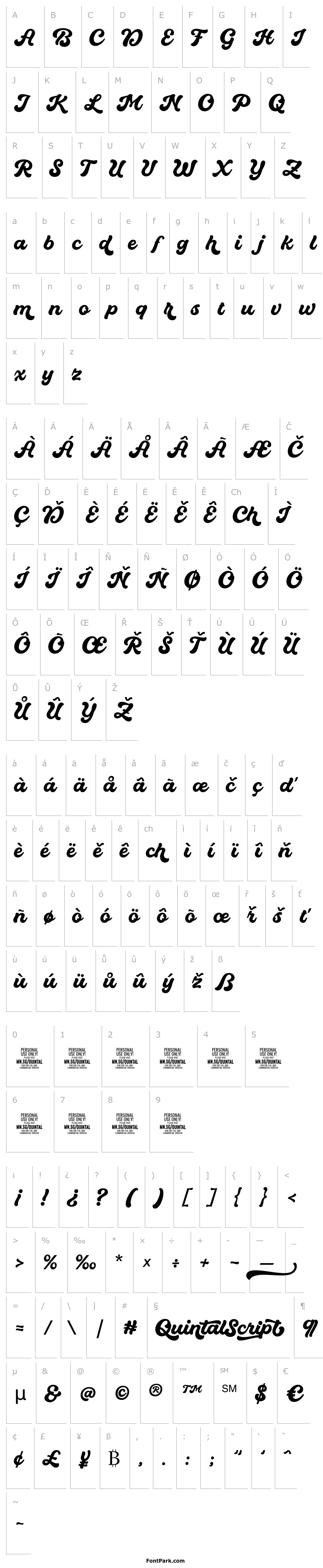 Overview Quintal Script PERSONAL USE ONLY Regular