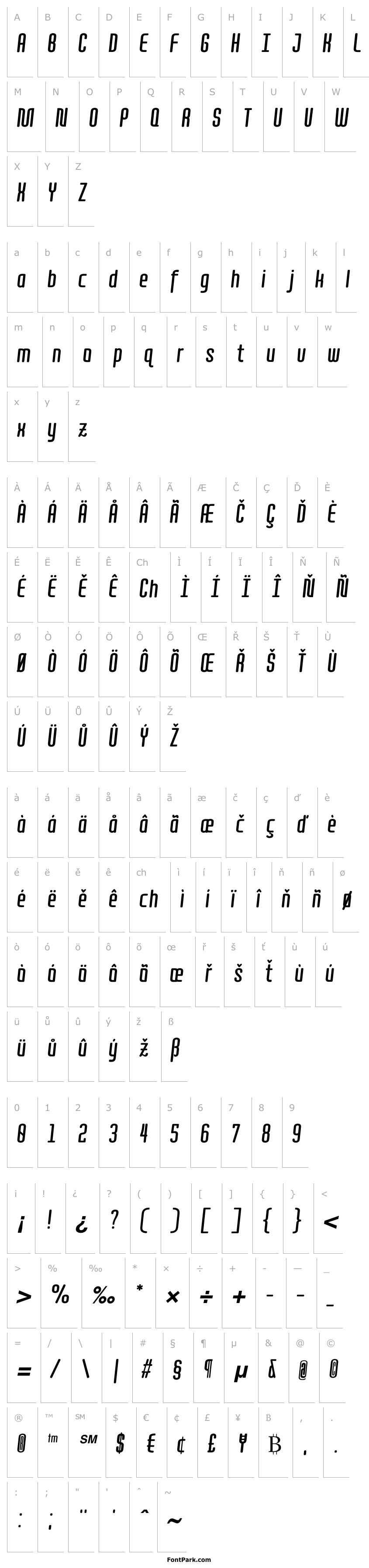 Přehled Quota Bold Italic Cond.