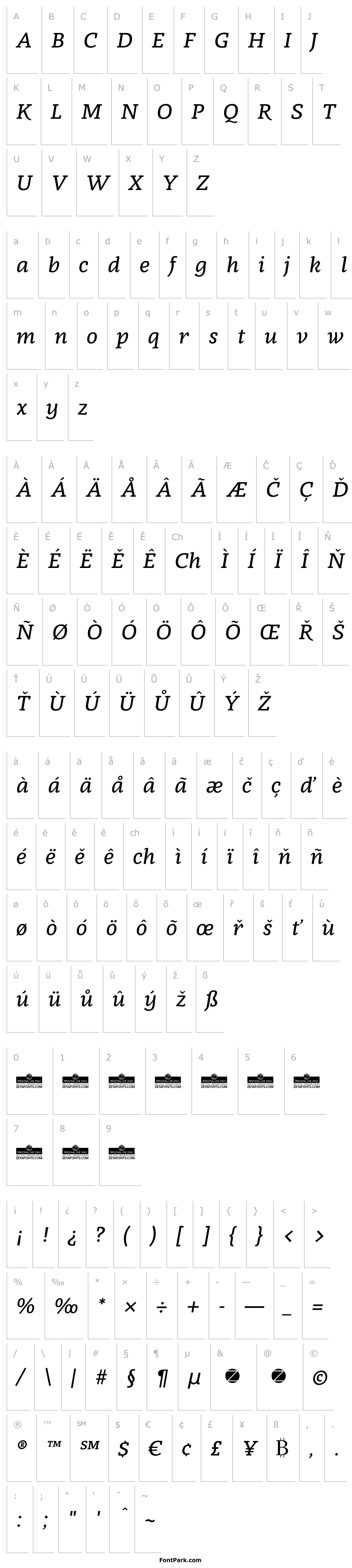 Přehled Radcliffe Text Medium Italic