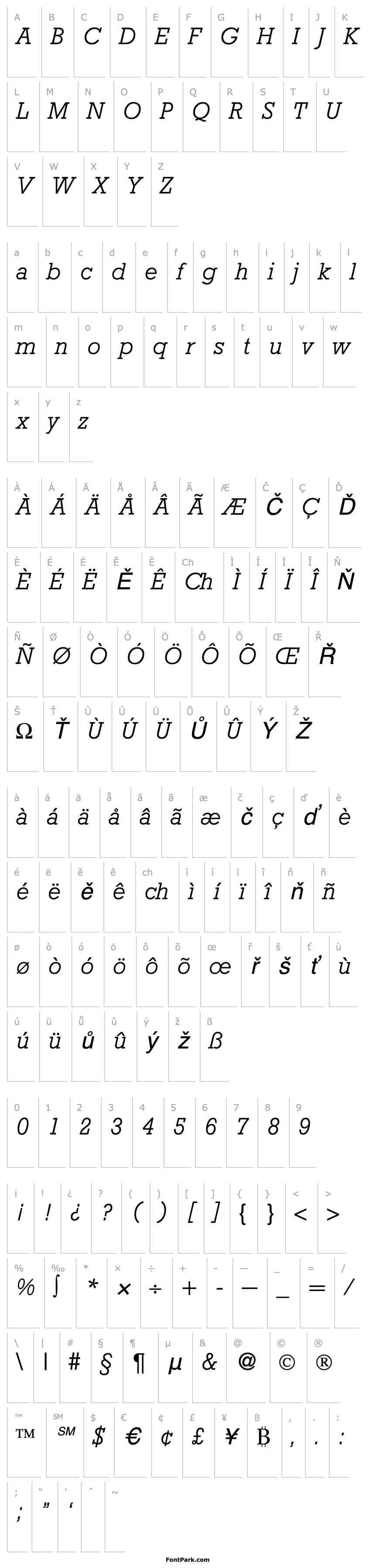 Overview RambaultLight-RegularItalic