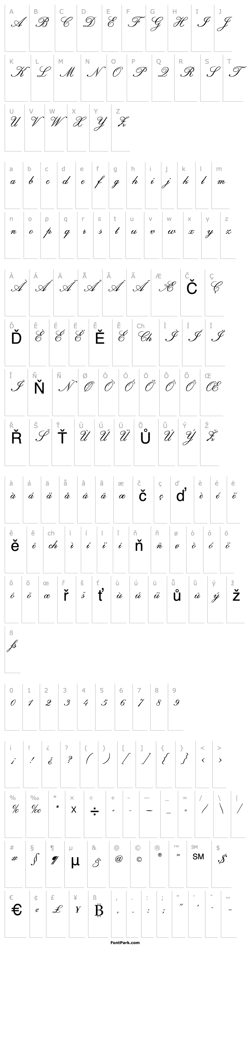 Overview RegencyScriptFLF Regular