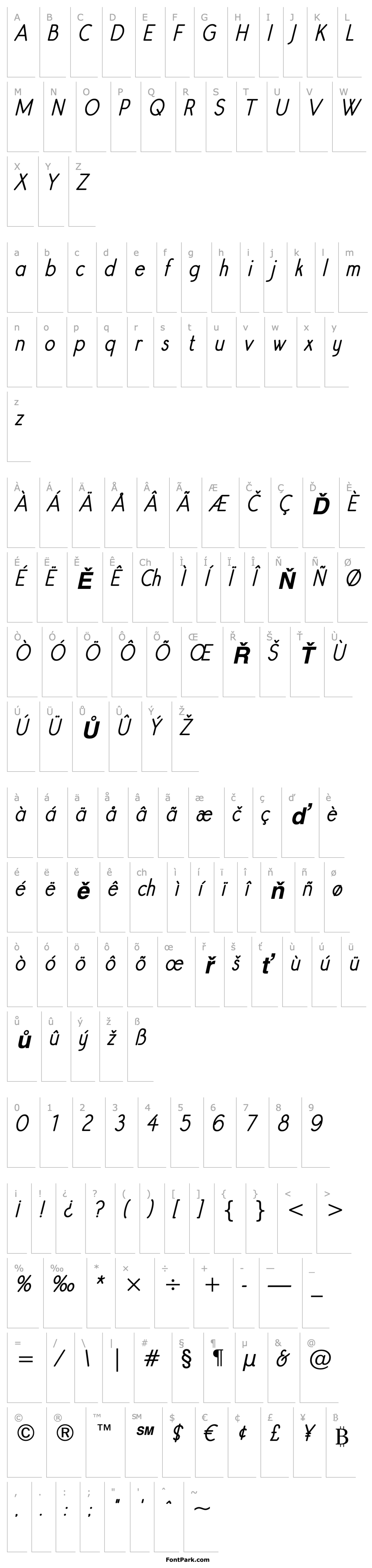 Přehled Register Sans BTN Cn BoldOblique