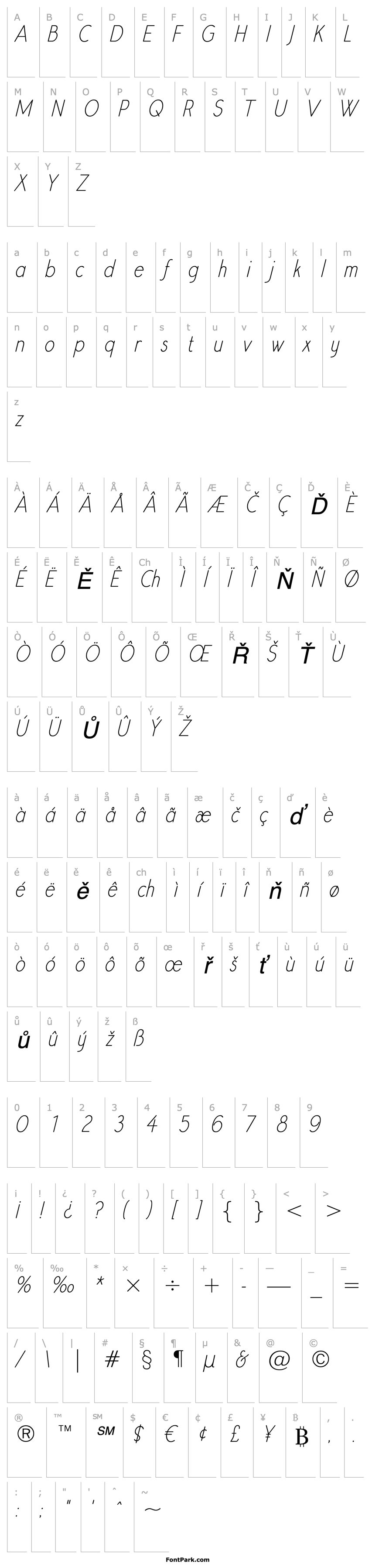 Přehled Register Sans BTN CnLt Oblique