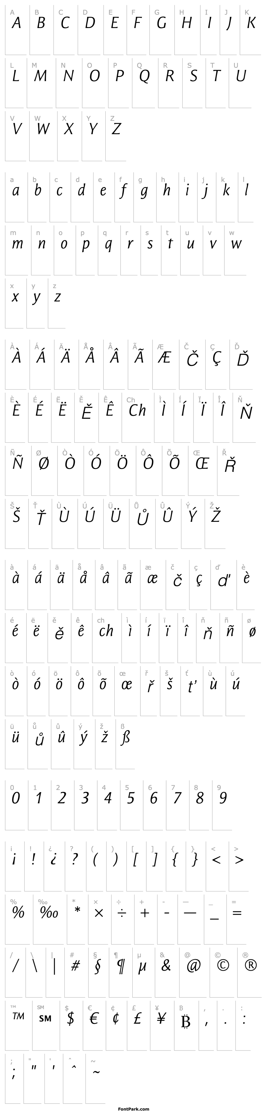 Overview ResavskaSansITCStd-LightItalic