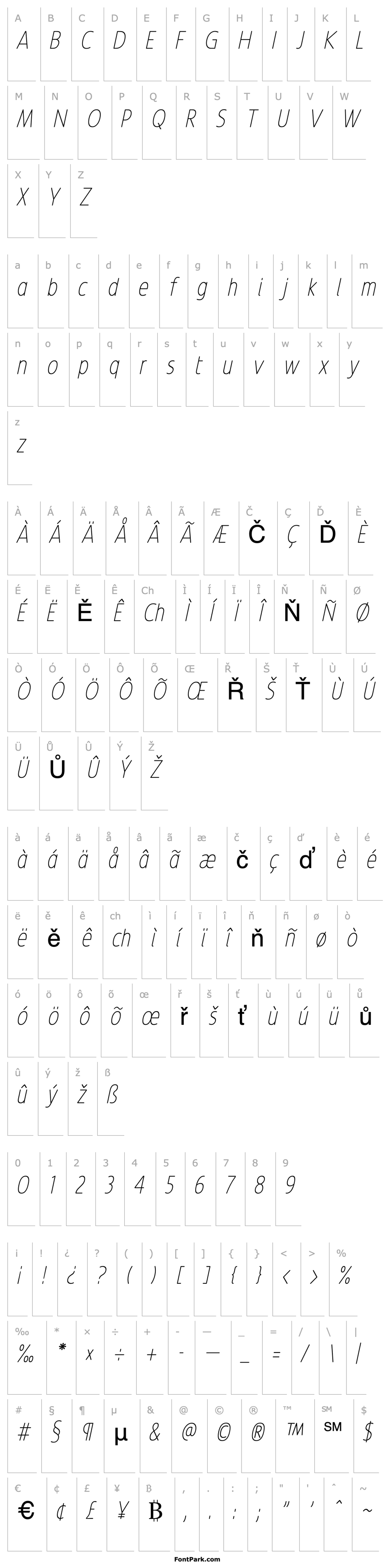 Overview Revalo ModernThin Italic