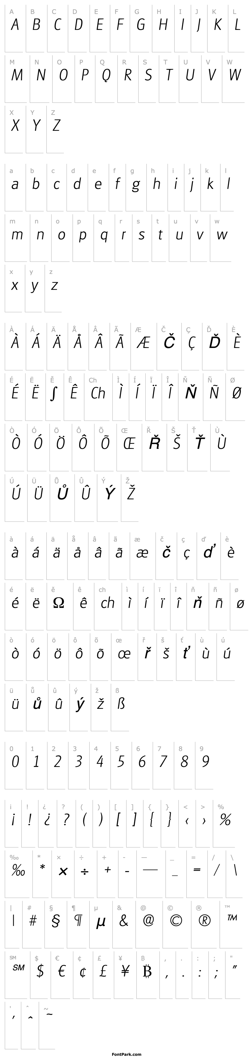 Přehled RichardBecker-ExtraLight Italic