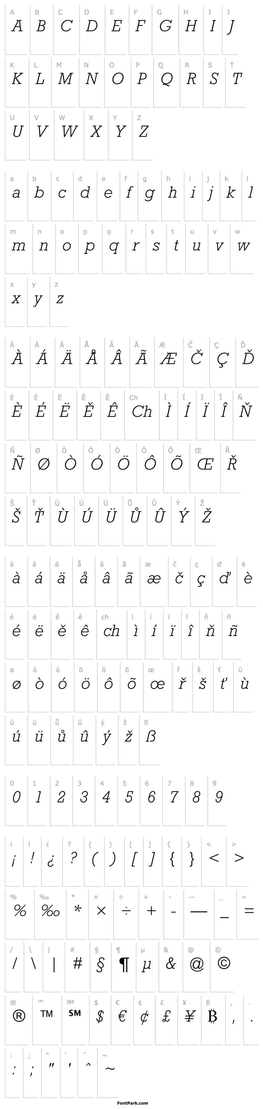 Overview Rockwell MT Light Italic