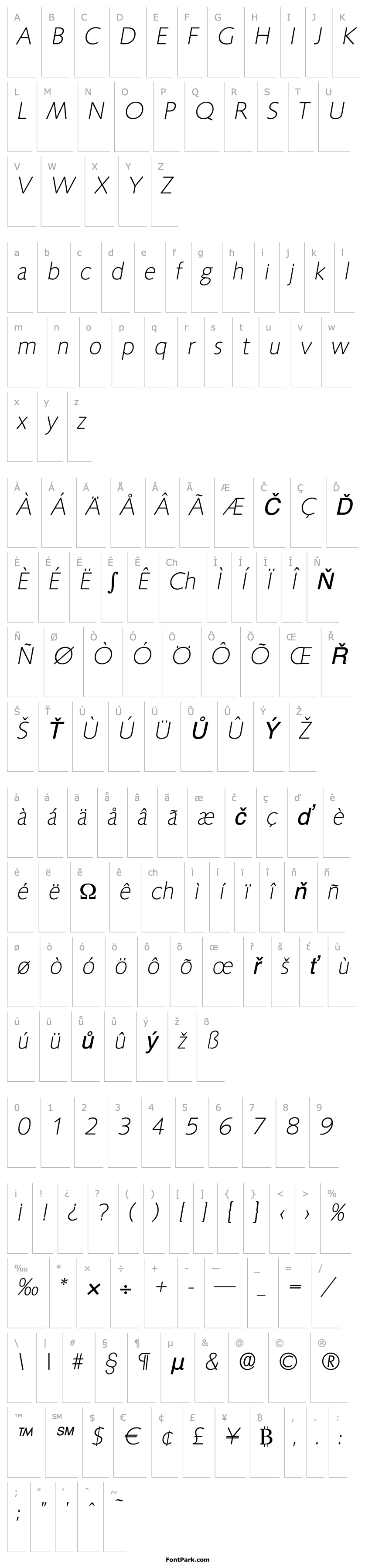 Overview RogerBecker-ExtraLight Italic