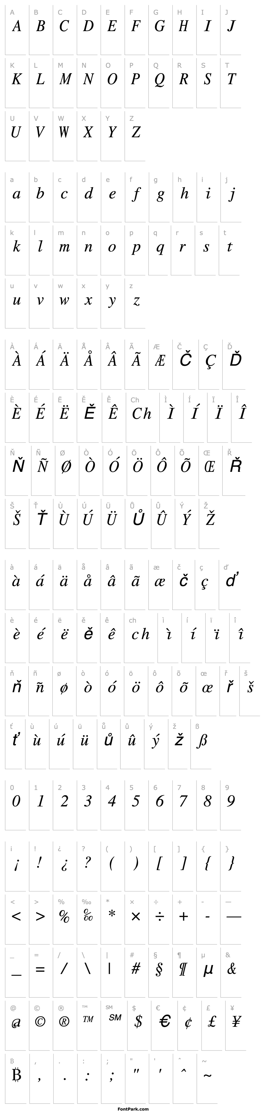 Overview Roman Mono Italic