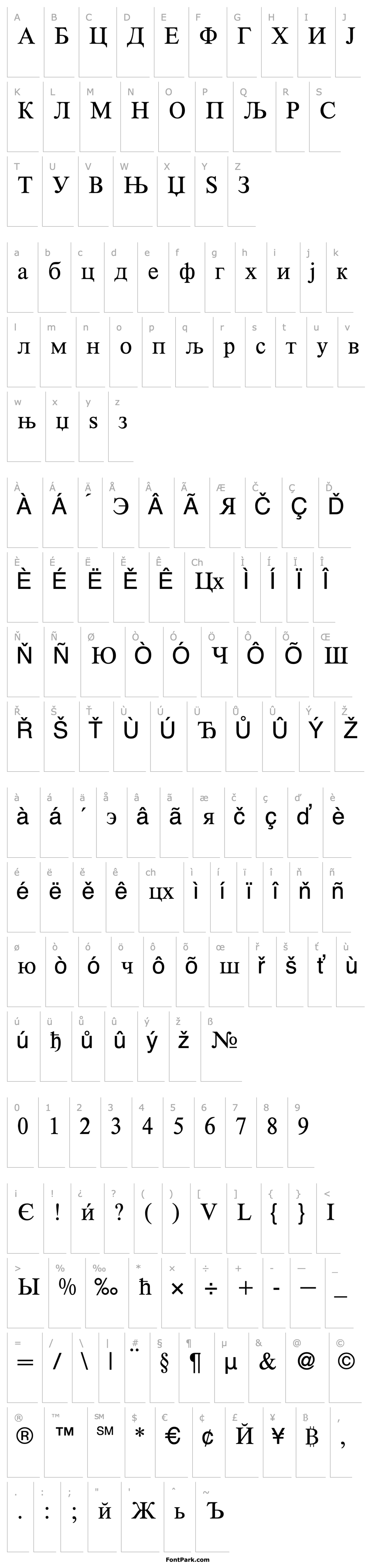 Overview RomanCyrillic-Regular