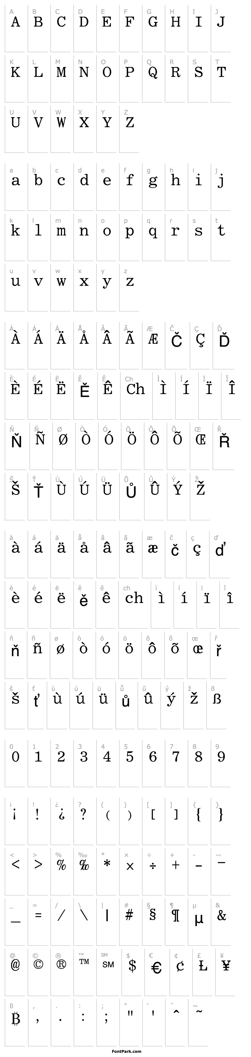 Overview RomanFixedWidth