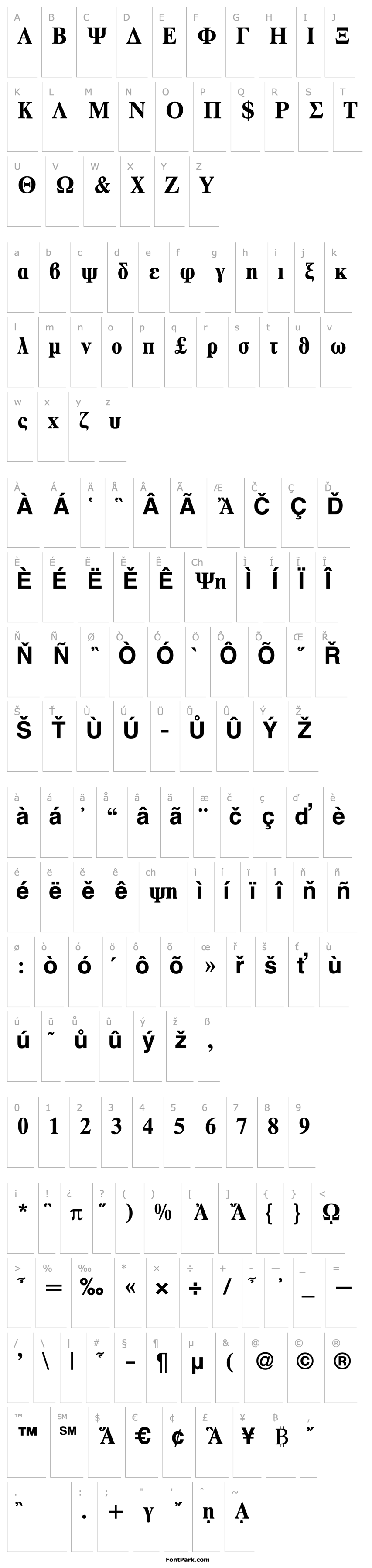 Overview RomanGreek-Bold