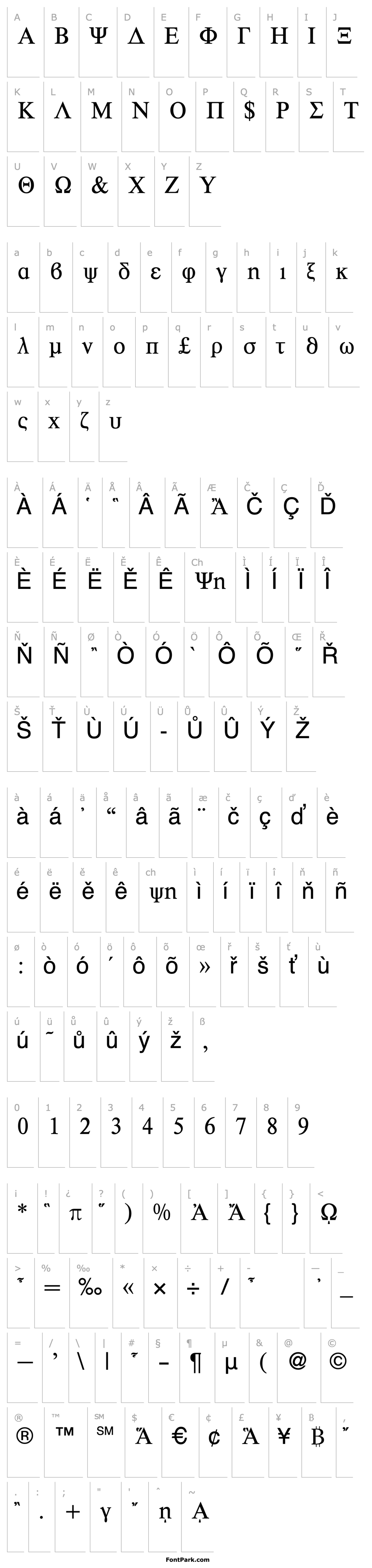 Overview RomanGreek-Regular