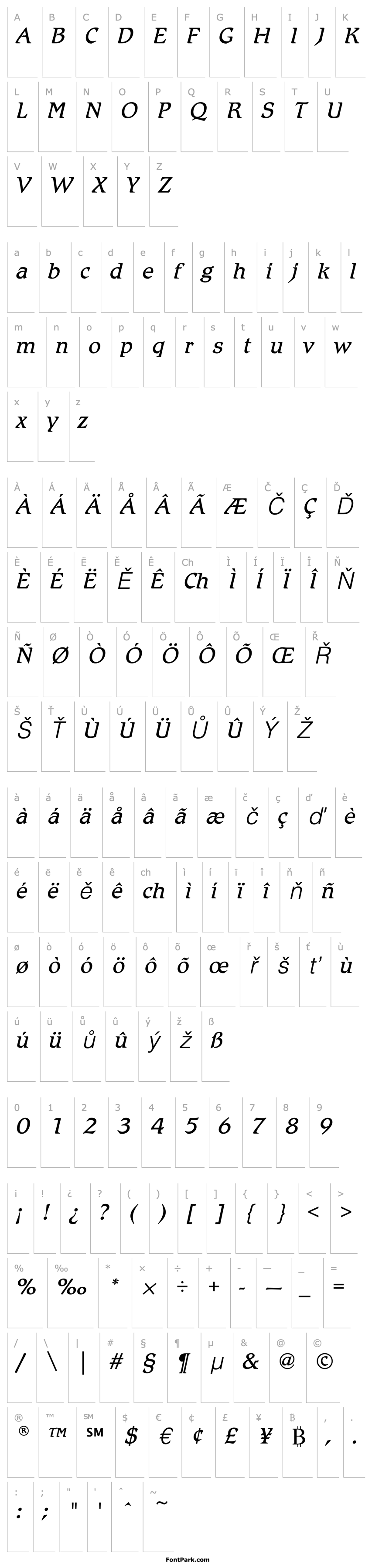 Overview RomicEF-LightItalic