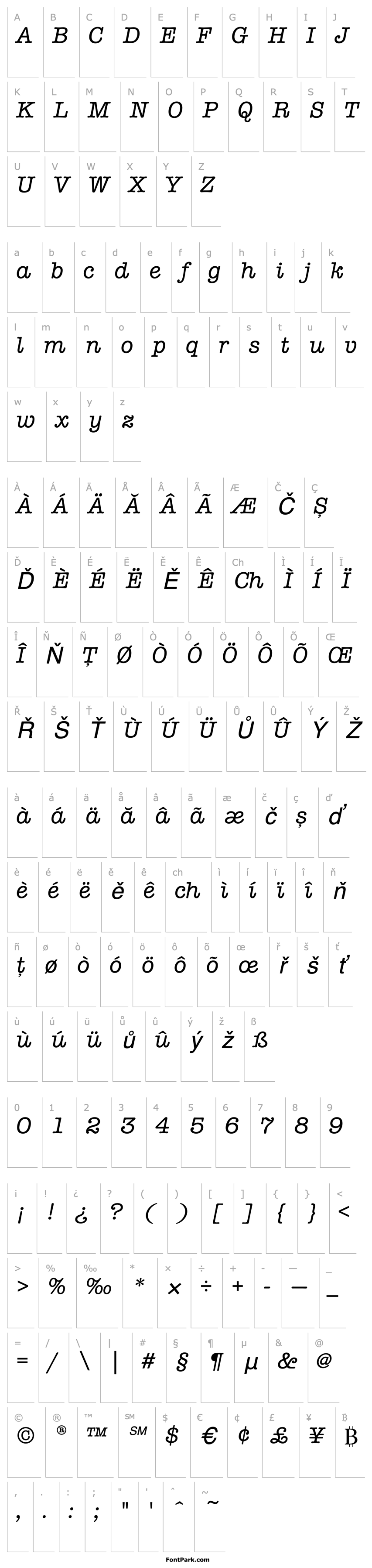 Overview RomtypewriterItalic