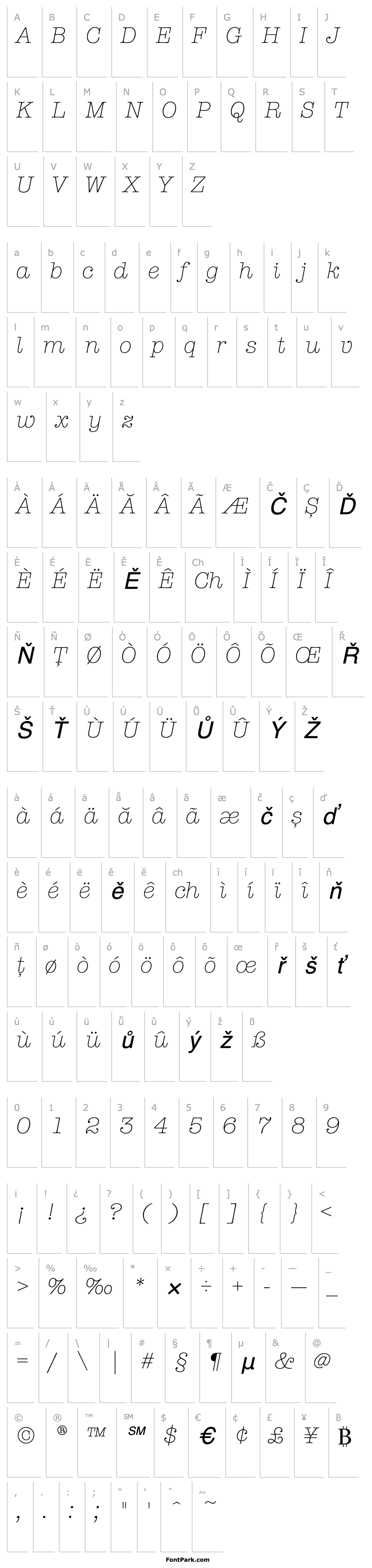 Přehled RomtypewriterLightItalic