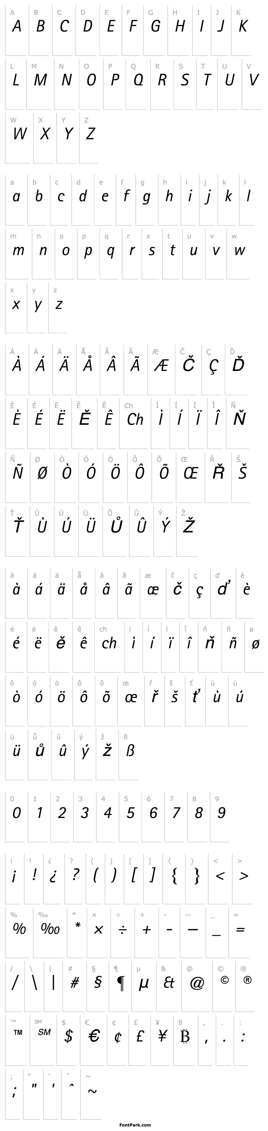 Přehled Rotis Sans Serif Italic 56