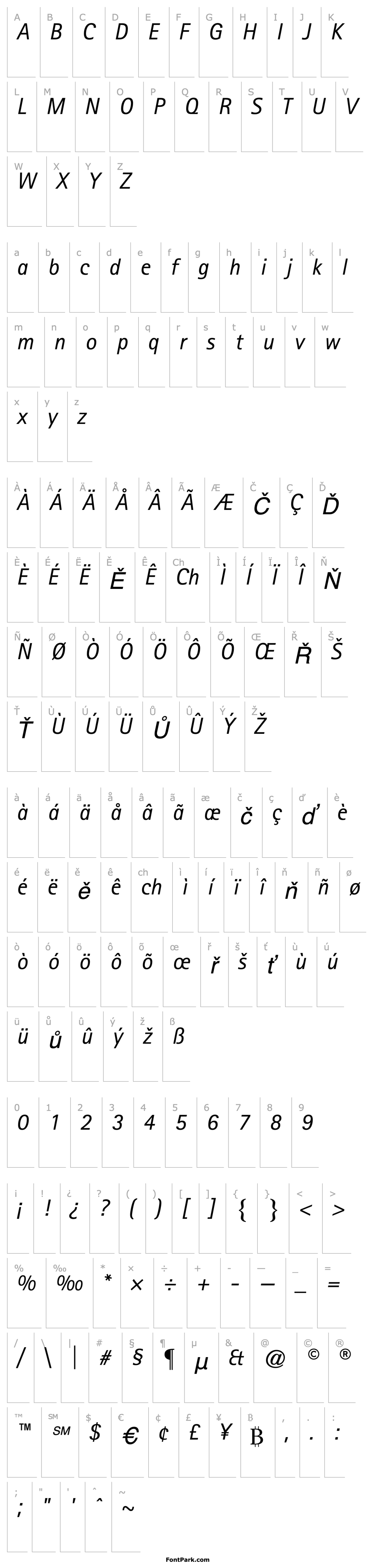 Přehled Rotis SansSerif AT Italic