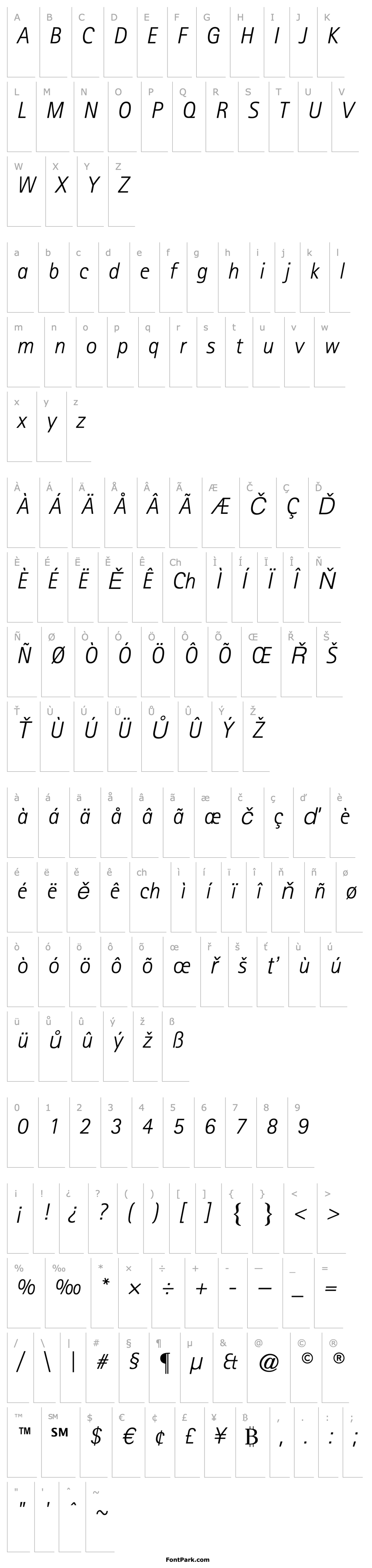 Overview RotisSansSerif-LightItalic