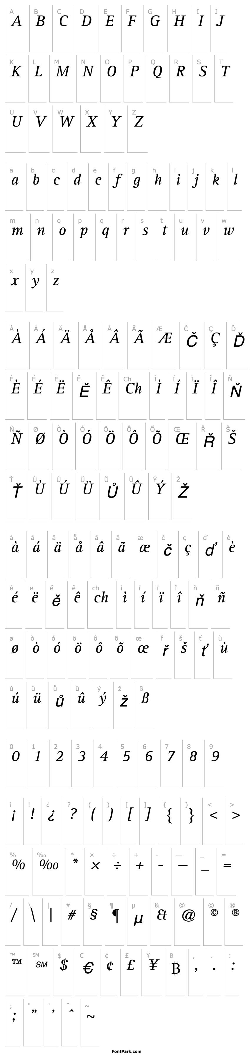 Přehled RotisSerif56-Italic