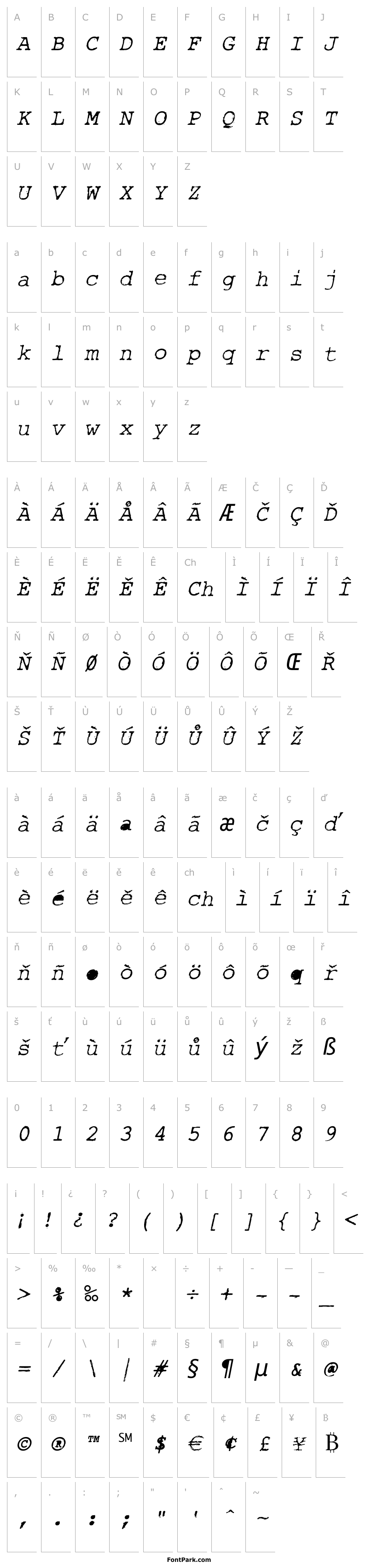 Přehled RoughTypewriter-Italic